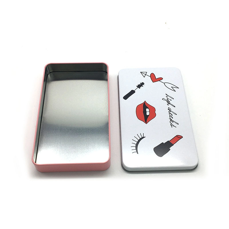 Custom Thin Rectangular Eyebrow Pencil Makeup Brush Packaging Tin Case