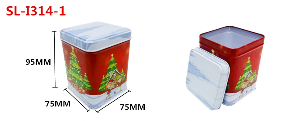 Factory Custom Tinplate Tin Container Square Christmas Metal Box Packaging Small Assorted Candy Tin Box