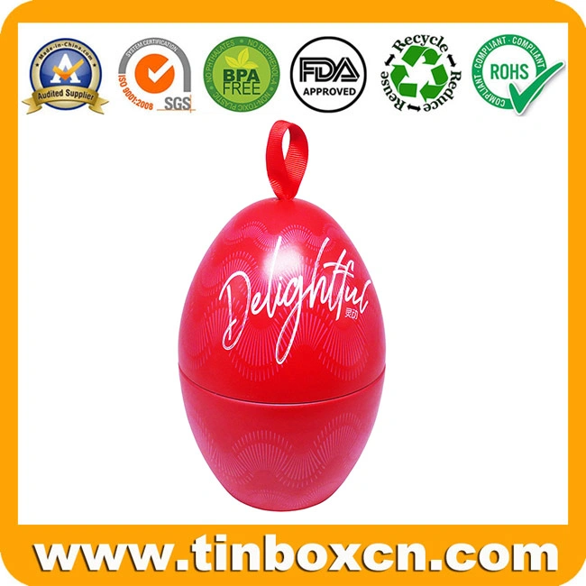 Decorative Metal Gift Packaging Box Egg Shaped Tin for Chocolate Candy Easter