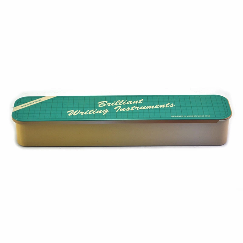 Custom Printed Rectangular Sliding Lid Pen Holder Metal Tin Pencil Case Box