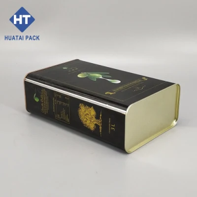 Lattina tipo F, lattine in stagno Prezzo basso scatola rettangolare in metallo stile F, lattine in stagno 3 l di grado alimentare con beccuccio flessibile in plastica