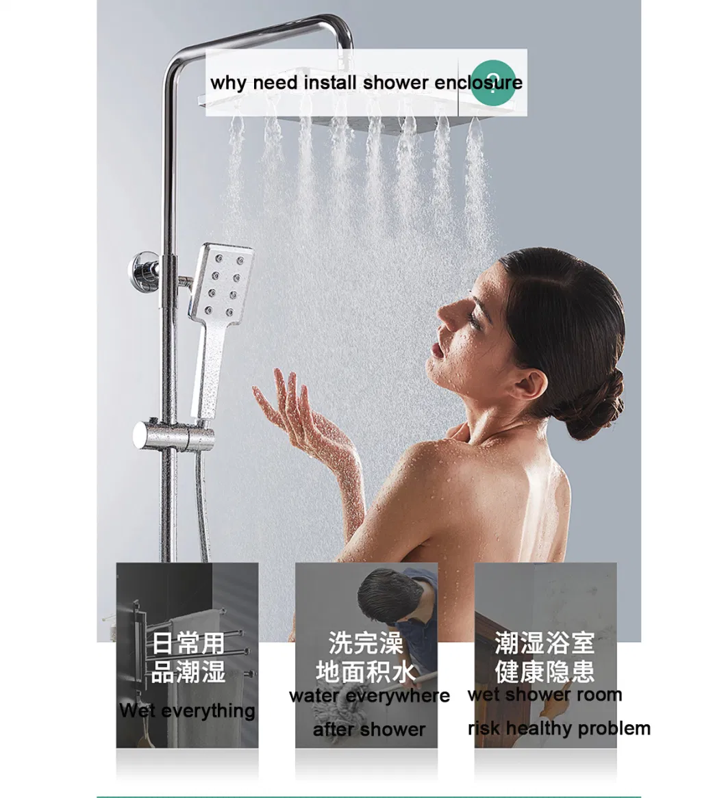 New Design Black Aluminum Profile Glass Shower Enclosure