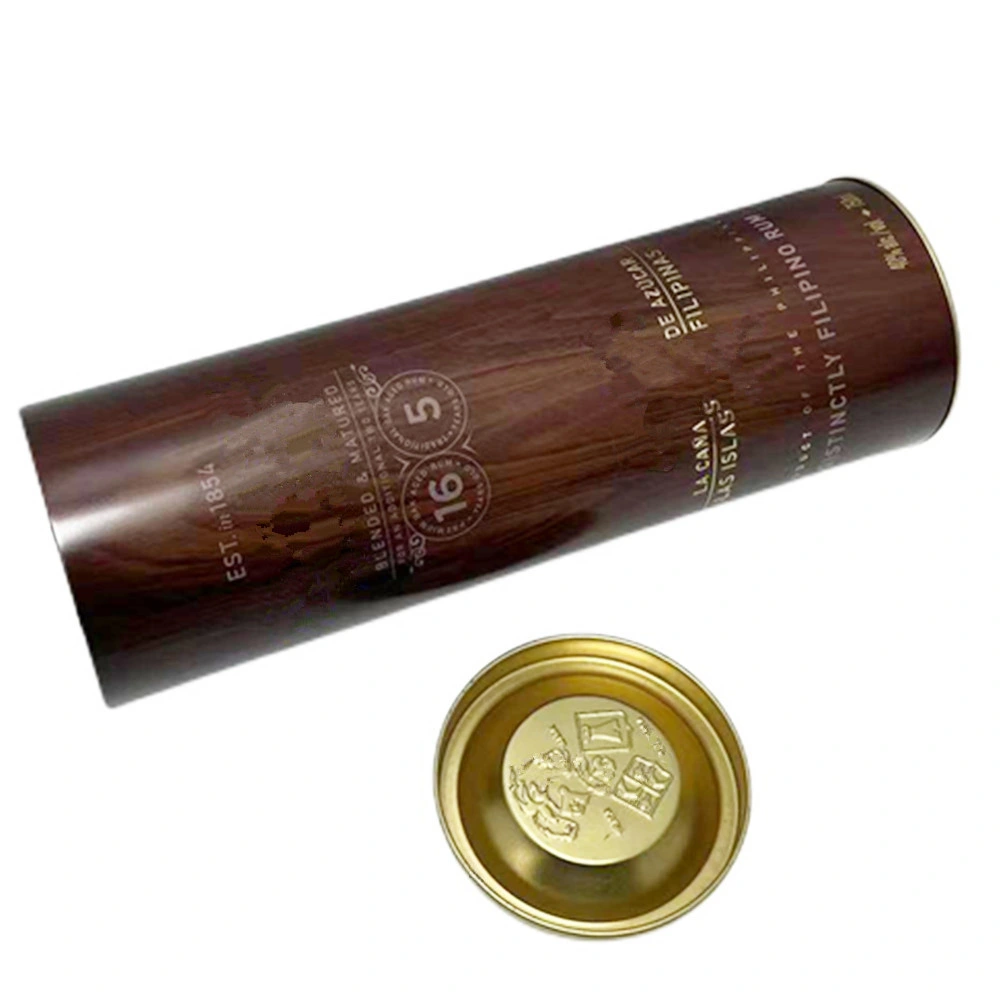 Custom Round Whisky Tin Box Wine Bottle Gift Boxes Metal Packing