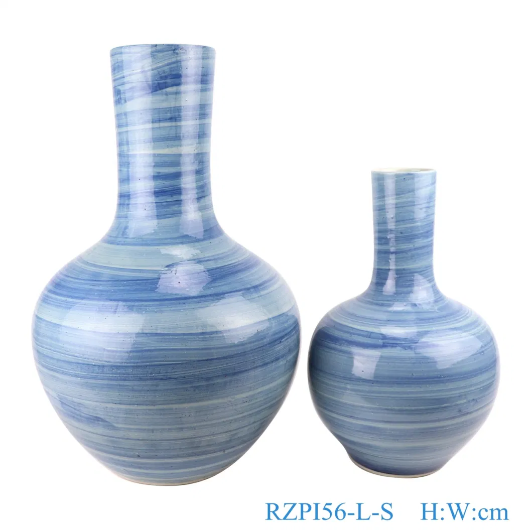 Jingdezhen Handmade Porcelain Blue Striped Design Decorative Vase Storage Jars