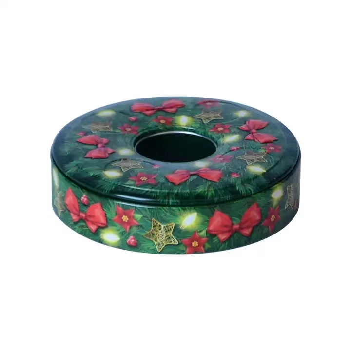 Custom Printed Food Grade Metal Doughnut Shape Round Cookie Tin Box