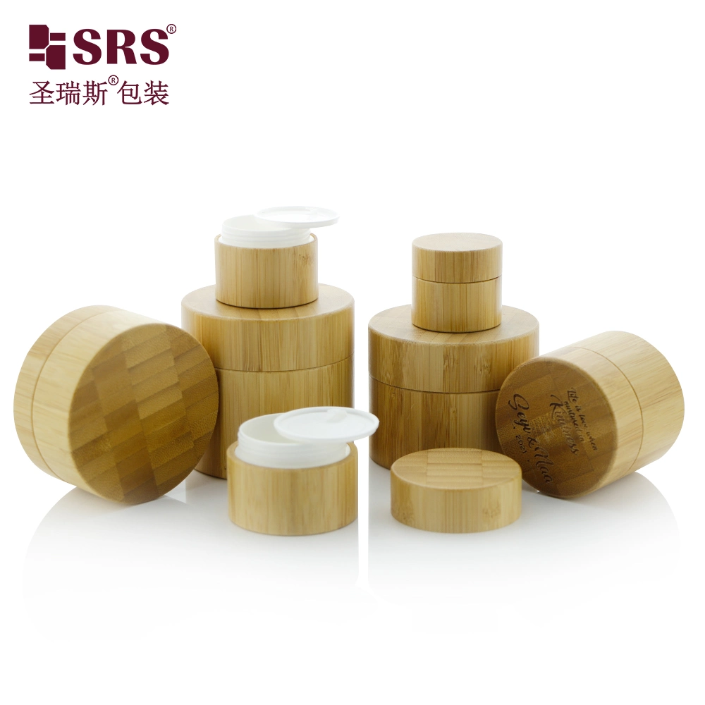 Eco friendly PCR Empty PP 100g 200g 300g 400g 500g Bamboo Plastic Round Cosmetic Packaging Skin Care Airless Dispenser Glass Skincare Face Cream Acrylic PET Jar