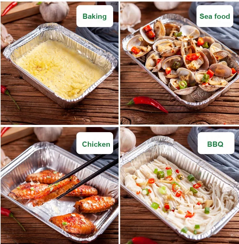 Wholesale Disposable Baking BBQ Tin Foil Tray Aluminum Foil Tray Takeaway Packing Aluminum Foil Container