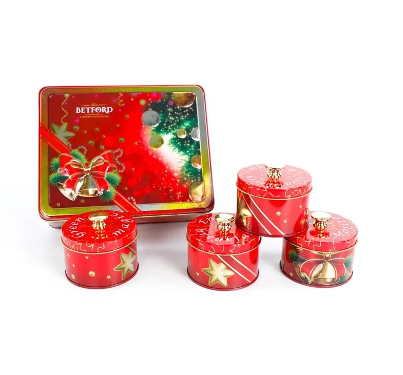 Custom New Small Gift Rectangular Round Metal Tin Box for Tea Package