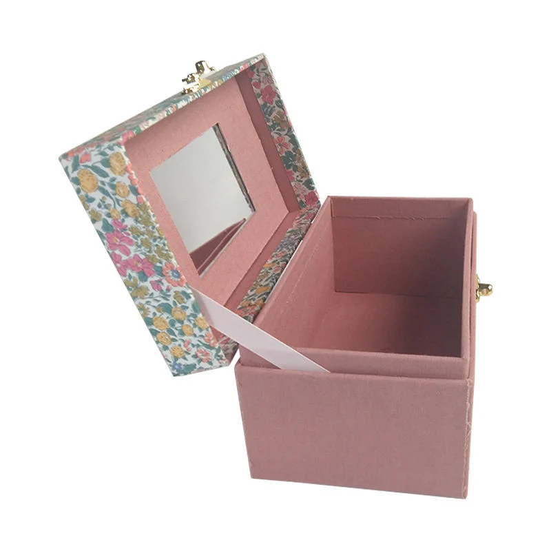 Top Quality Elegent Retail Cosmetics Gift Packaging Boxes with Cloth Cover Luxury Golden Metal Lock