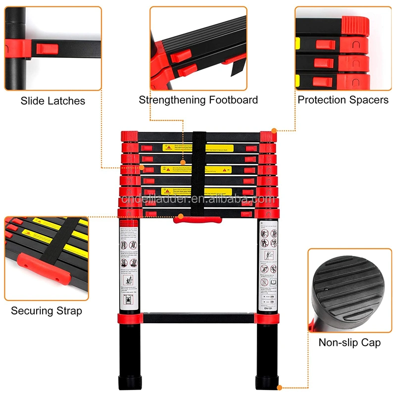 New Design Black Color 3.2m/10.5FT Aluminium Telescopic Ladder