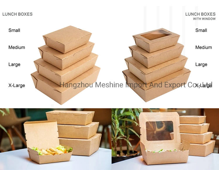 Custom Printed Take Away Lunch Box Container/ Salad Soup Bowl / Kraft Paper Food Packaging Boxes