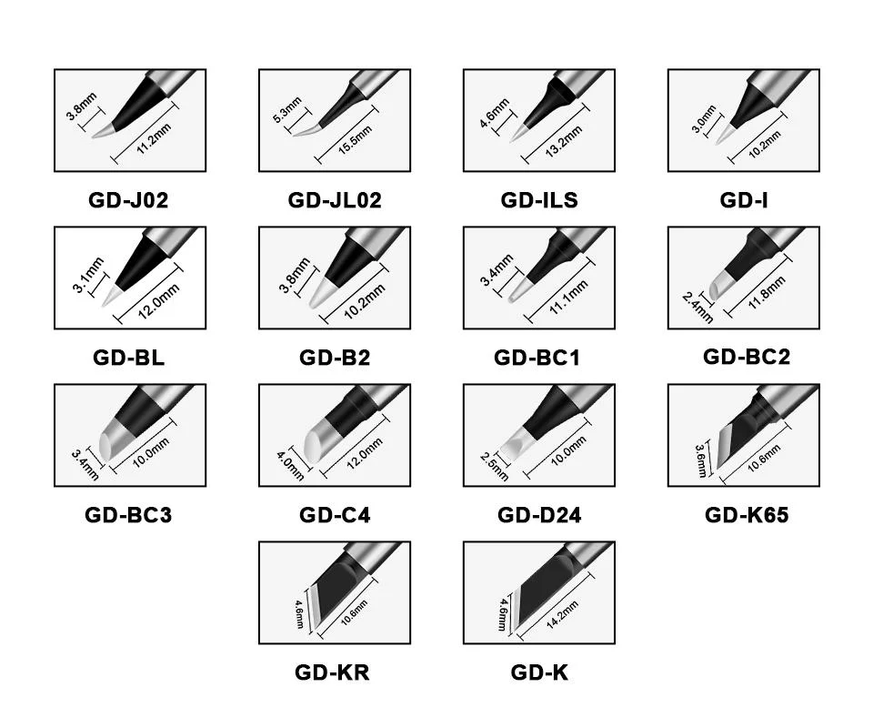 Gvda Gd300 Bc2 B2 Ils Kr K65 Bc3 Internal Heating Type Lead Free Soldering Station Kit Soldering Iron Tip
