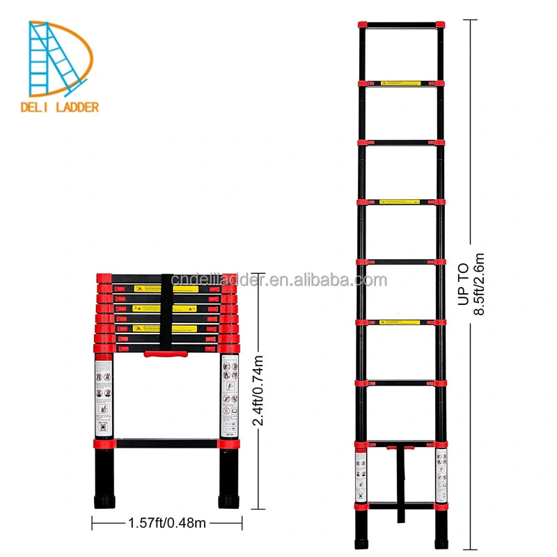 New Design Black Color 3.2m/10.5FT Aluminium Telescopic Ladder