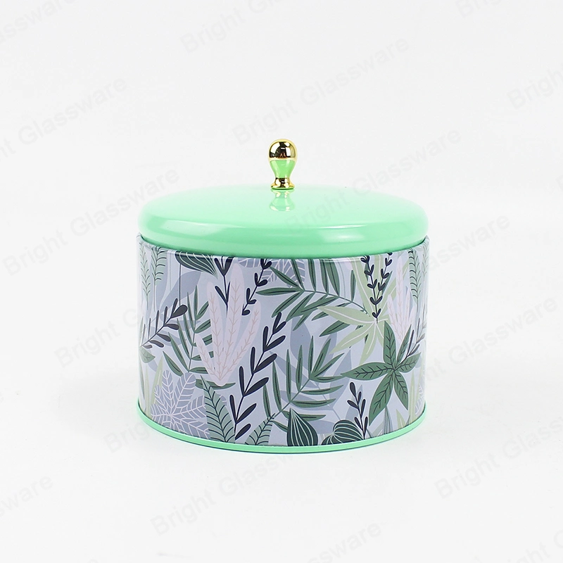 Wholesale Custom Packaging Mint Green Metal Candle Tin Box with Lids