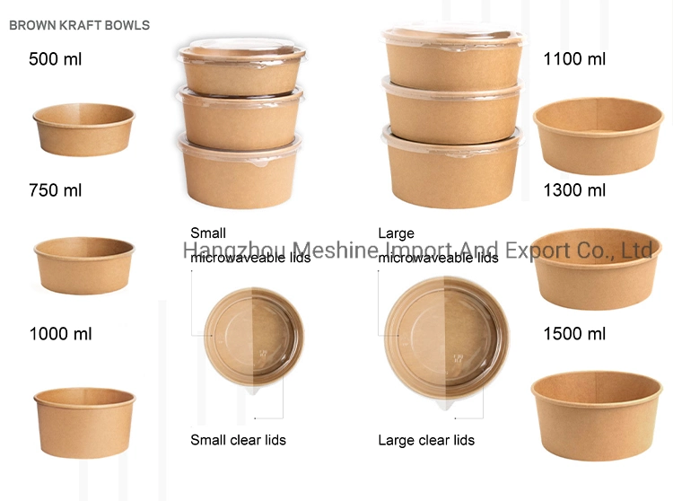 Custom Printed Take Away Lunch Box Container/ Salad Soup Bowl / Kraft Paper Food Packaging Boxes