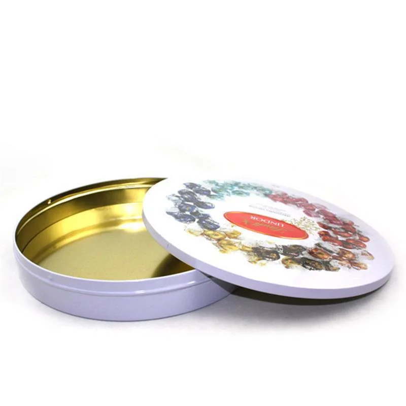 Brc Factory Custom Big Round Biscuit Cookie Packaging Metal Candy Tin Box