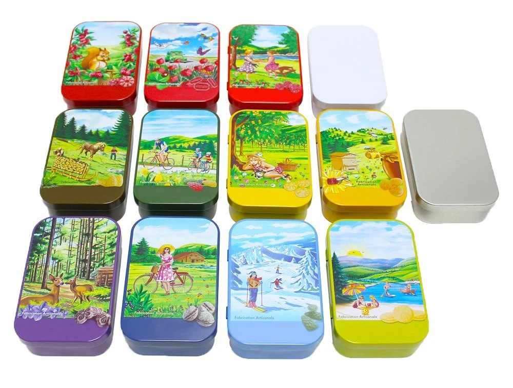 Wholesale Custom Tinplate Candy Tray Rectangle Shaped Metal Mint Thin Can Flip Hinge Tin Snuf Box for Mint