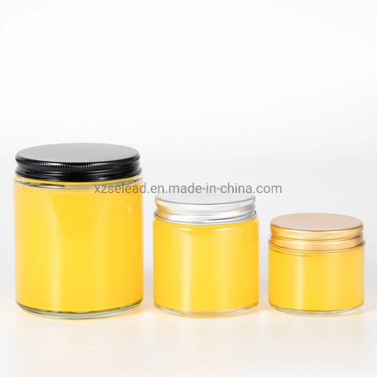 Empty 100ml 250ml 8oz Amber Round Glass Candle Jar Container with Metal Lid 9oz Candle Glass Jar