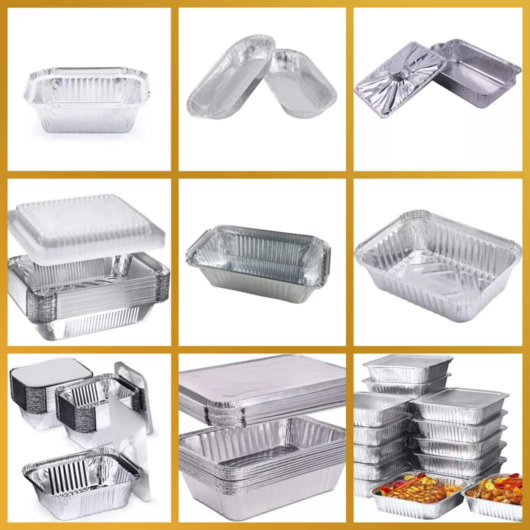 Wholesale Disposable Baking BBQ Tin Foil Tray Aluminum Foil Tray Takeaway Packing Aluminum Foil Container