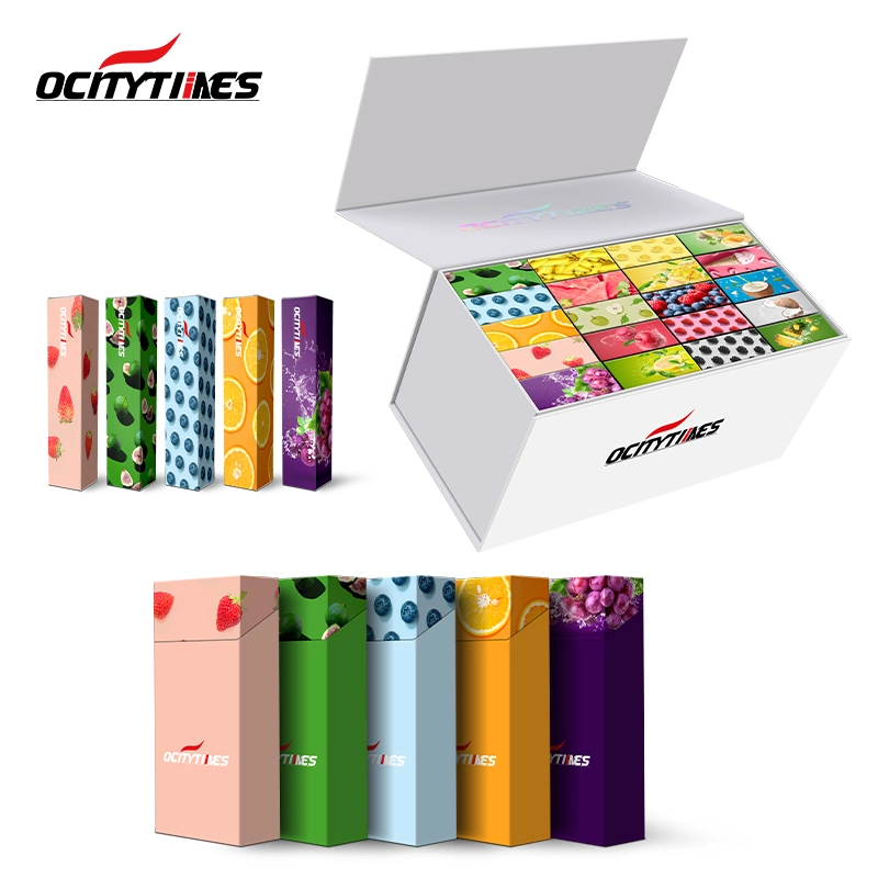 Ocitytimes Custom Empty Cartridge Vaporizer 600puffs Disposable Vape Metal Hard Paper Packaging