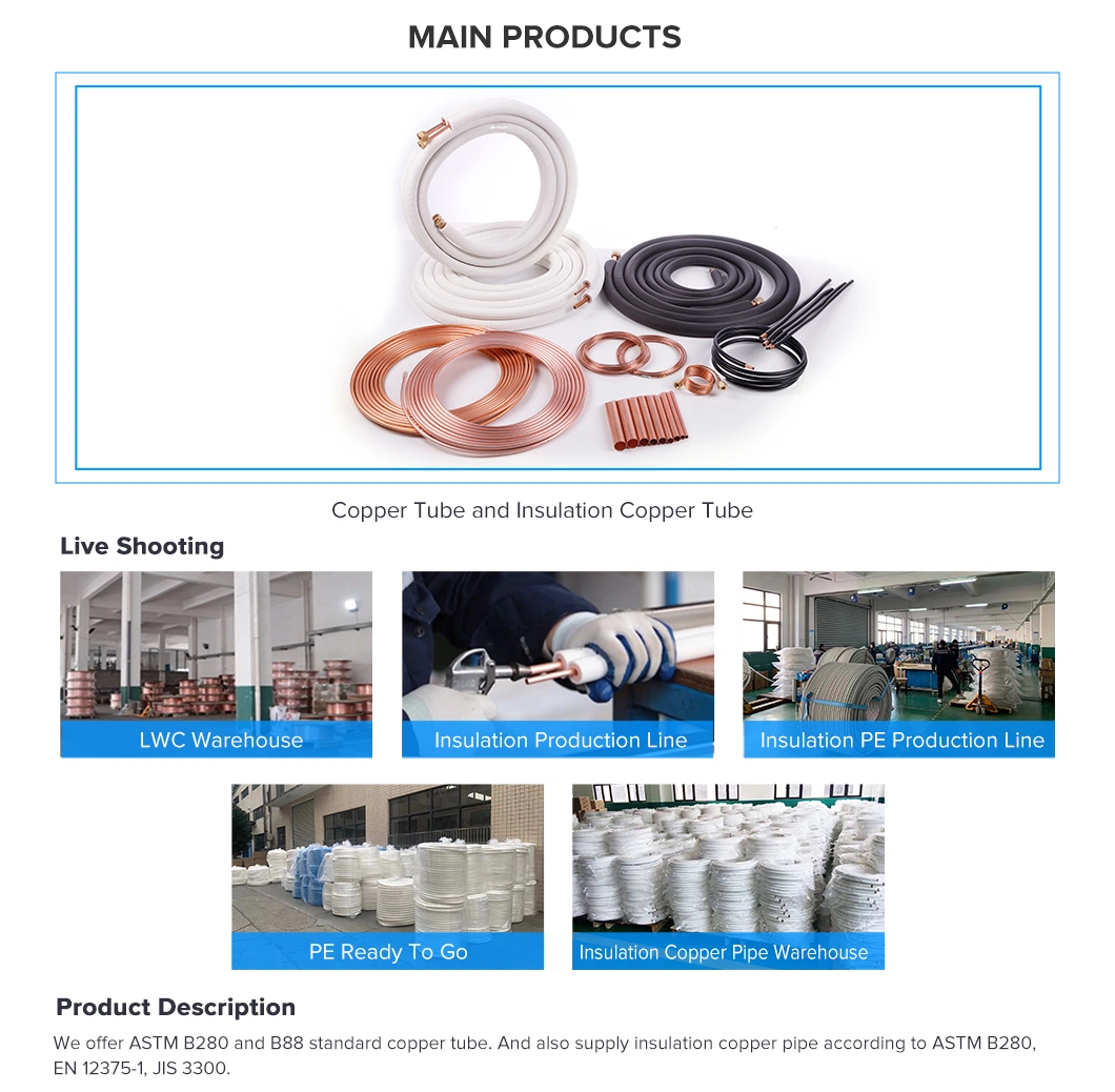 Factory Price AC Copper Pipes Copper Coils Refrigeration Copper Tube