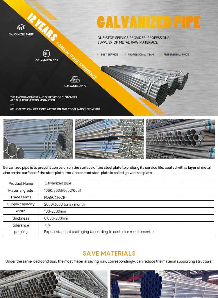 Chinese Manufacturer Q195 Q235 Q345 Hot-DIP Galvanized Steel Pipe Tube