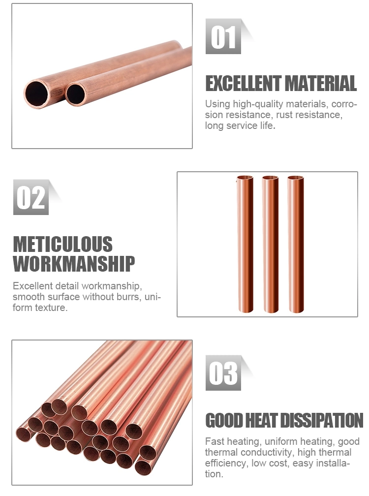 for Refrigeration 1/4 3/8 1/2 3/4 5/16 Pure Red Copper Tubes Air Conditioning AC Straight Copper Pipe