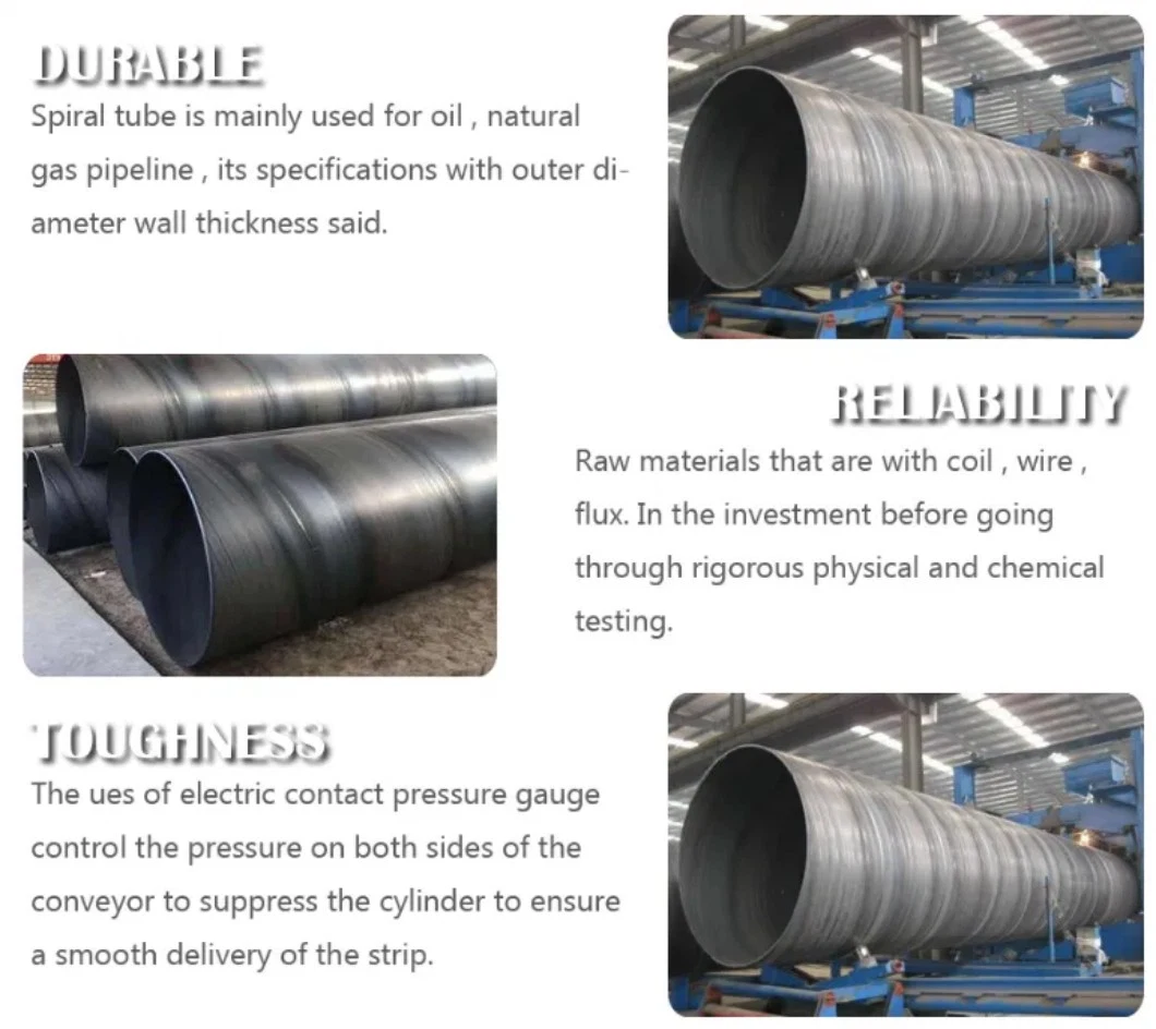 Custom SSAW LSAW API 5L ERW Pipe Spiral Welded Carbon Steel Pipe for Natural Gas and Oil Pipeline PE Lined Large Diameter Carbon Ms Anticorrosion