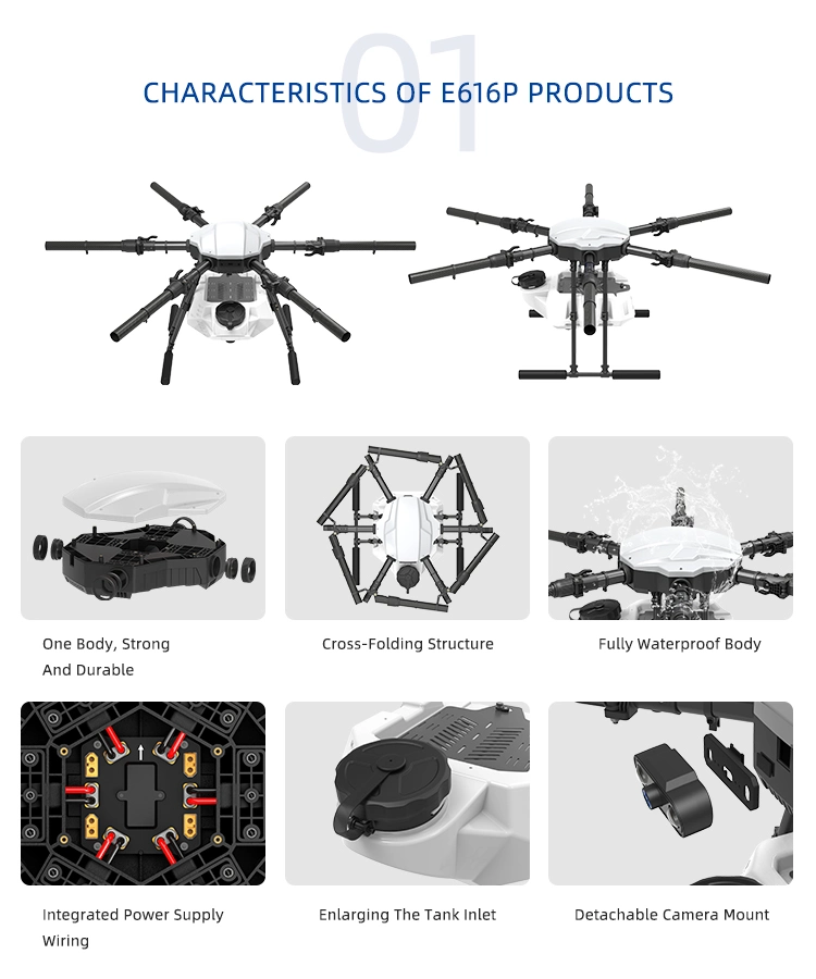 Eft Frame Six - Axis E616p Agriculture Sprayer Drone/ 16L Drone Agriculture Sprayer Fumigadoras-Agricol