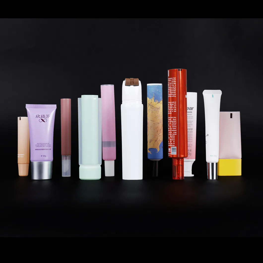 Eye Cream Cosmetic Tube PE Soft Tube with Massage Applicator Zinc Alloy Silver Lids Eye Cream Tube Packagin Lip Oil Tube