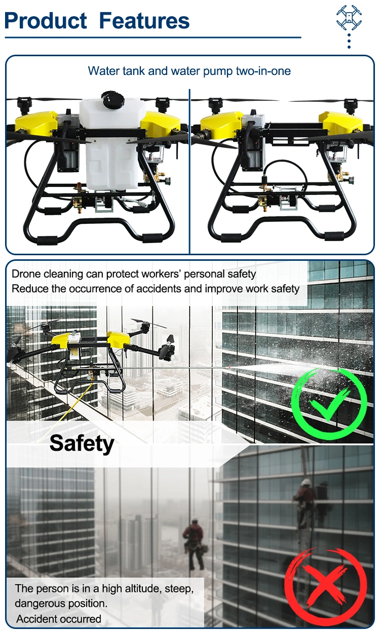 Jt30 High Pressure Cleaning Drone Washing Drone for 100m High Building/Roof/Windows/Solar Panel