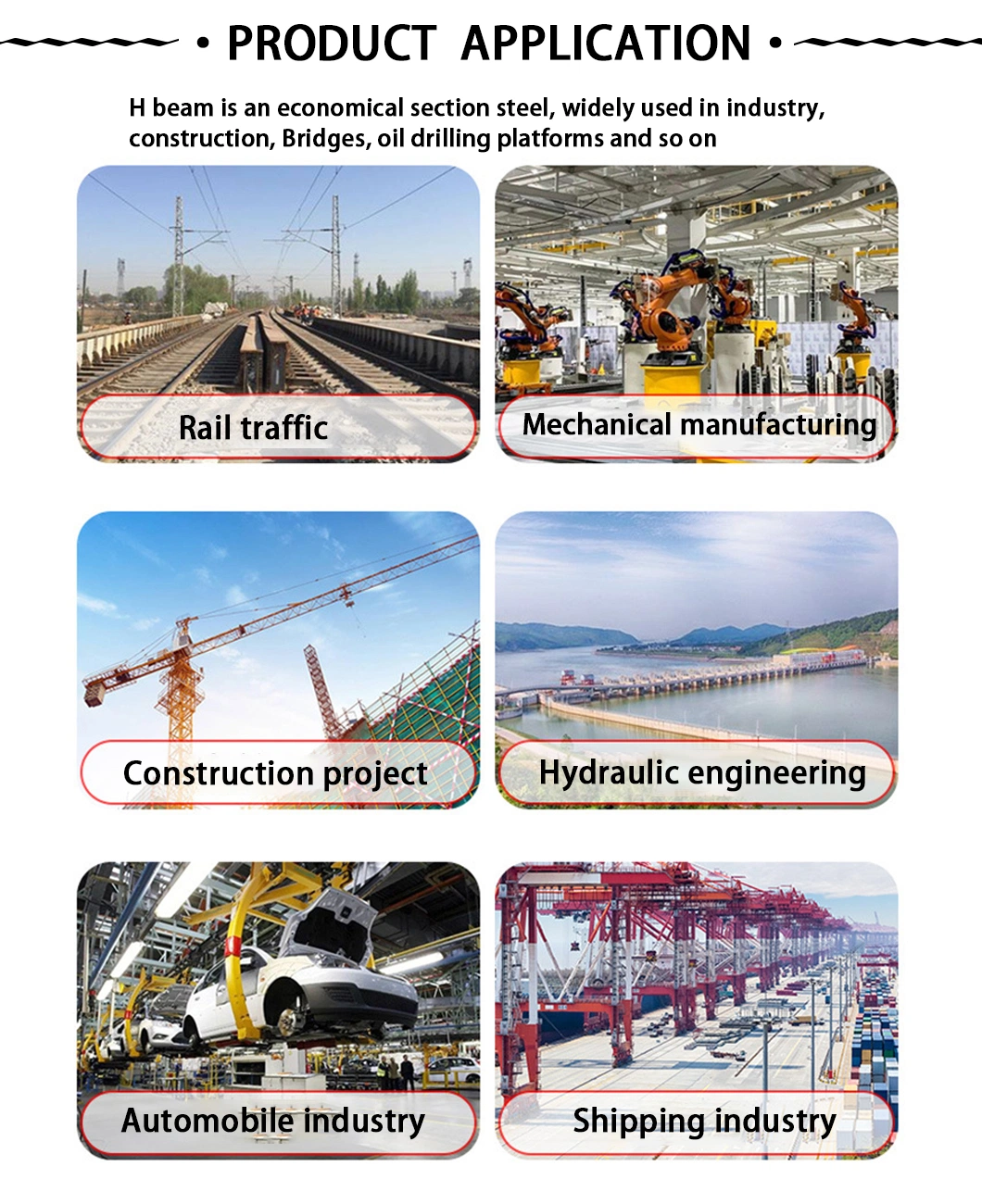 H-Shaped Steel I-Beams for Support of Low Alloy Structural Steel Factory Building Engineering