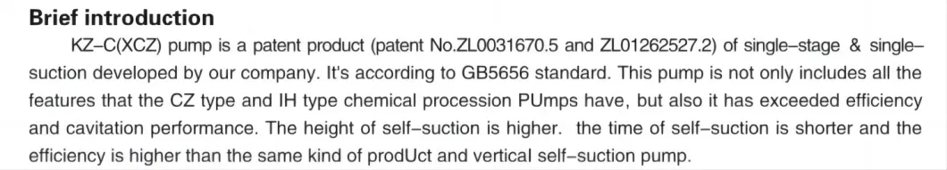 End Suction SS304 Horizontal Centrifugal Chemical Process Pump for Anti-Corrosion