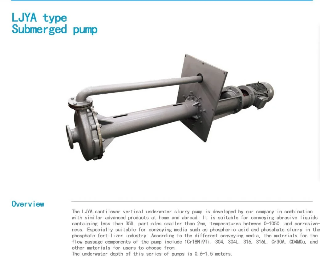 Lyja Submerged Pump Vertical Submersible Industrial Chemical High-Temperature Sulfuric Acid Pump