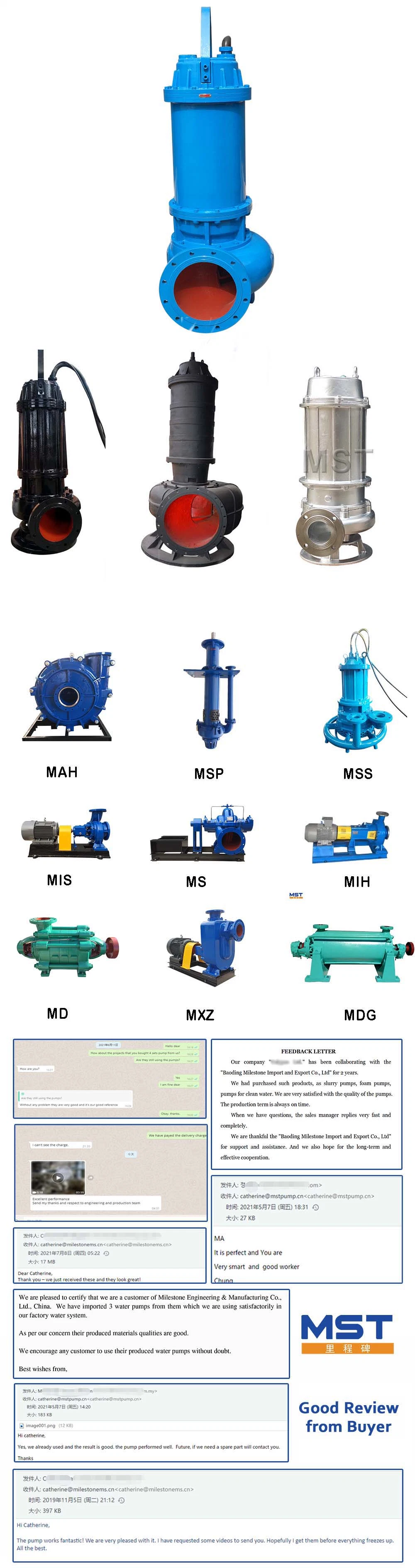 Cast Iron Casing Submersible Wastewater Treatment Pump 40bar