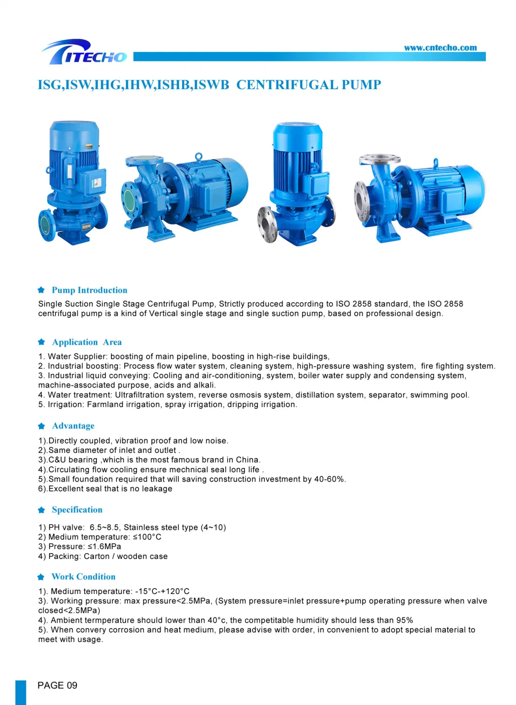 0.75kw Isg Isw High-Pressure Isg Type Industrial Water Cooling Tower Pipe Centrifugal Pump/Spray Pump/Booster Pump for Sales