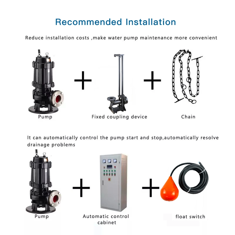 Vertical Non Clogging Raw Water Transfer Pumps Dirty Water Submersible Sewage Aquarium Pump for Domestic Wastewater