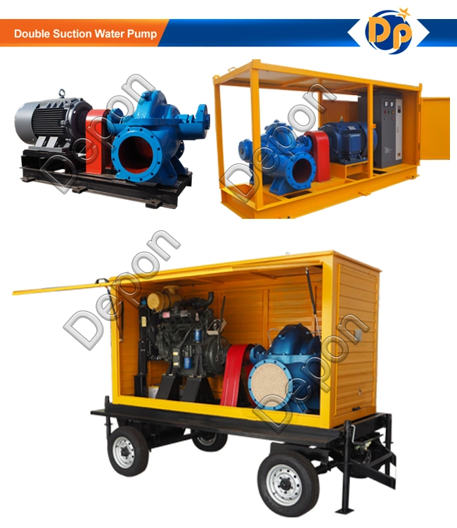 High Capacity Flood Water Dewatering Double Suction Pump with Trailer