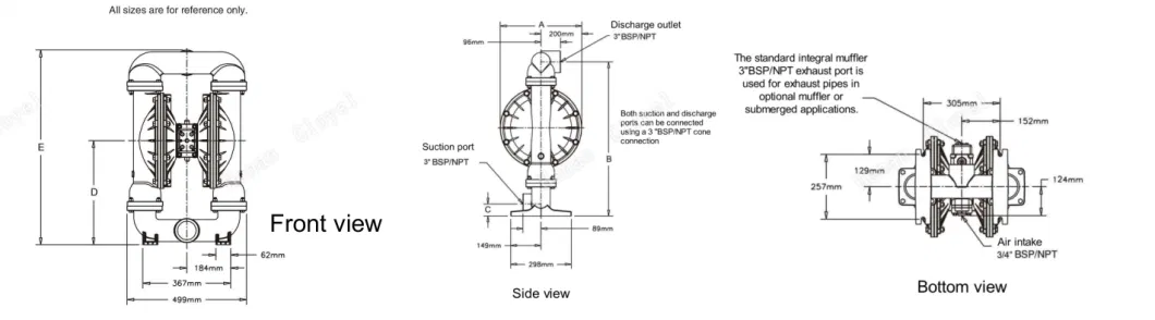 High Pressure Wastewater Treatment Coating Industry Pneumatic Diaphragm Mud Pump