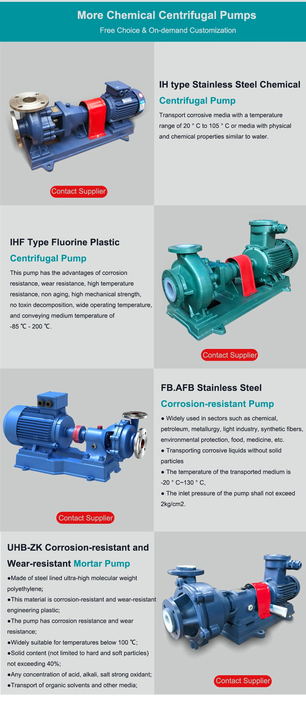 Ihf Stainless Steel Explosion-Proof Chemical Centrifugal Pump, Corrosion Resistant Pump, Mechanical Seal Cantilever Pump