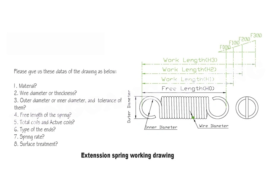 Constant Tensile 18 Long Travel Extension Springs Spring