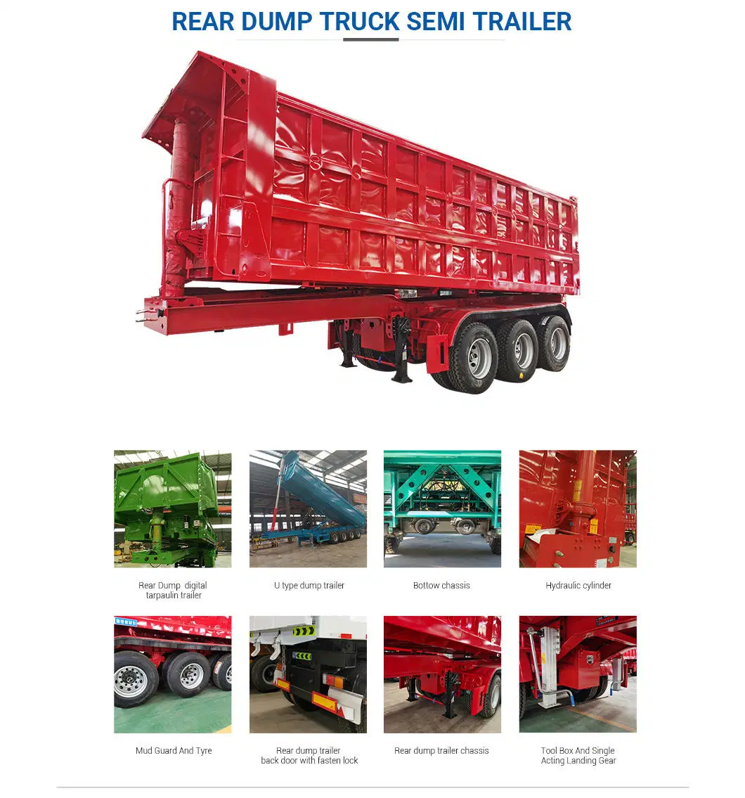 Hydraulic Rear Dump Trailer 3 Axles 40 Cubic Meter Tipper Semi Truck High Quality Tipper/Dump Trailer with Draw Bar Farm Tractor Full Trailer