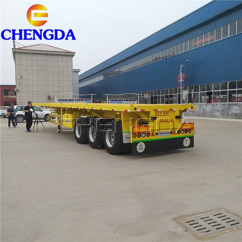 3 Axle Flatbed Mini Semi Trailers with Landing Gear for Sale