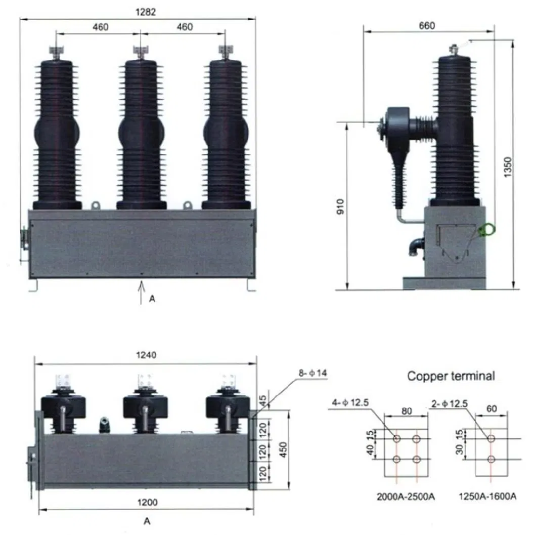 Manufacturer Zw32 Series 630-1250A Outdoor Permanent Magnet High Voltage Vacuum Circuit Breaker