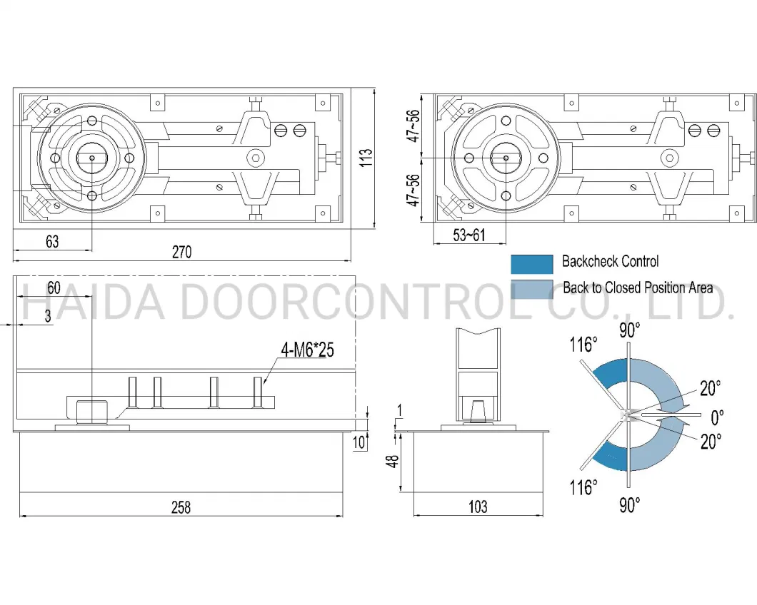 80 Kg Economic Glass Door Hinge Single Cylinder Floor Spring