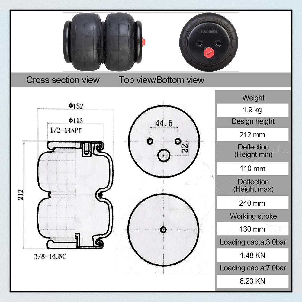 Heavy Duty Standard Air Ride Suspension Bag Air Springs 2e2500