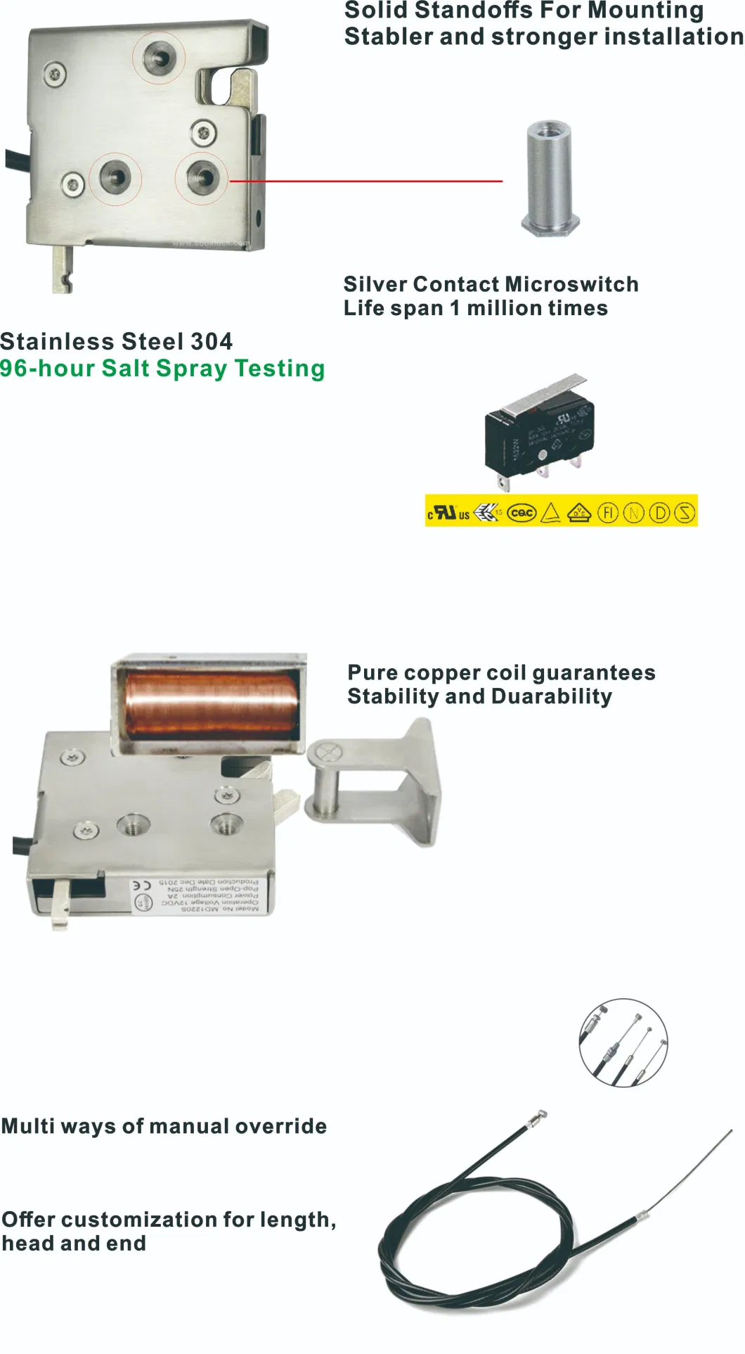 Stainless Steel Electronic Cabinet Lock with Reporting for Electronic Lockers