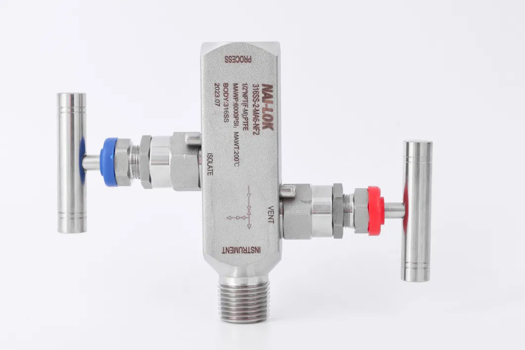 High Pressure Instrument 6000 Psi 1/2NPT 2 Way Valve Manifold Gauge Valve