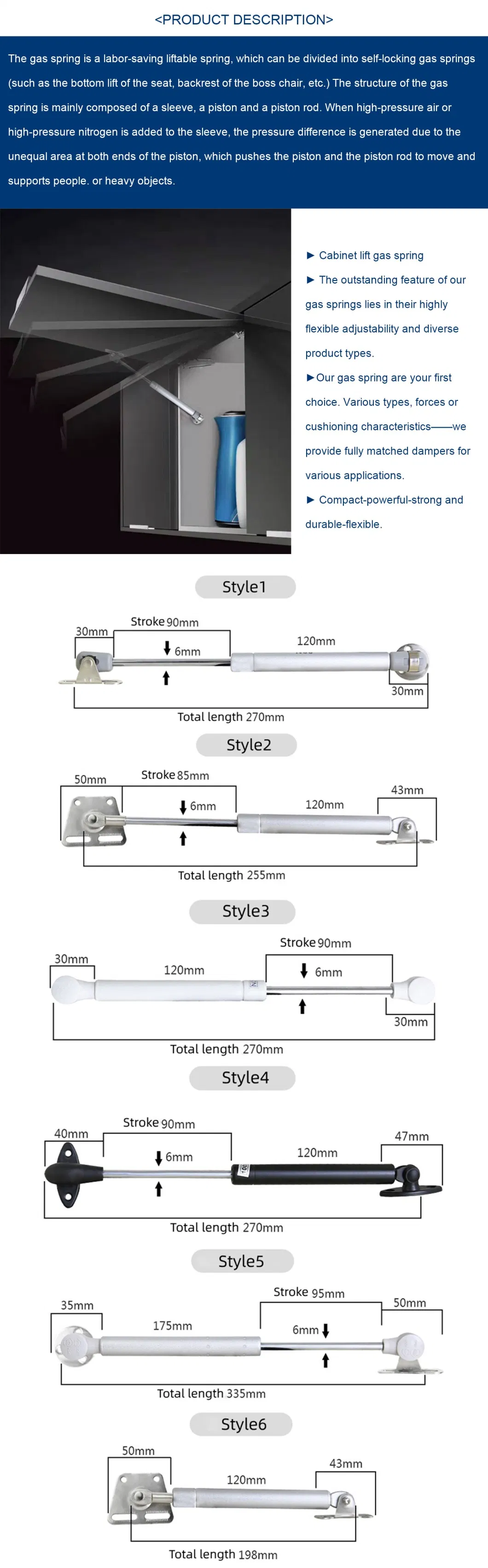 Best Silent Soft Closing High Quality Factory Direct Sell Turn up or Down The Cabinet Door Nitrogen Gas Spring1 Buyer