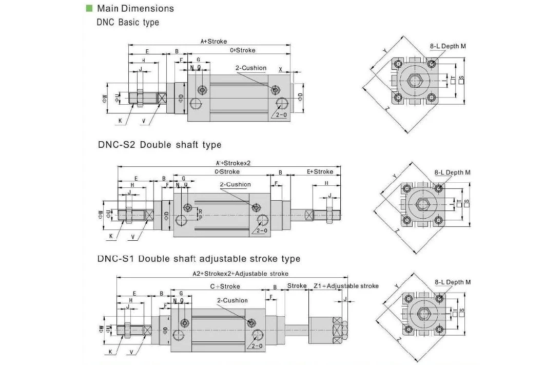 DNC Series ISO 6431 Standard Pneumatic Cylinder Double Acting Pneumatic Cylinder